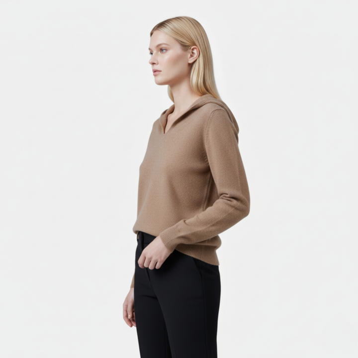 Emily | Cozy Loose Wool Knitted V-Neck Hoodie