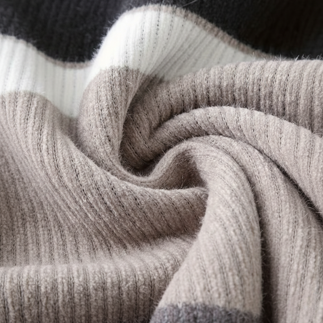 Ethan | Cozy Thick Half-Zip Striped Mens Sweater