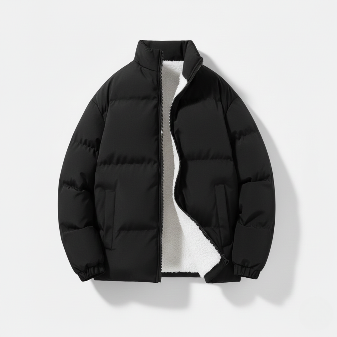 Ethan | Plush Elegant Black Puffer Jacket for Winter