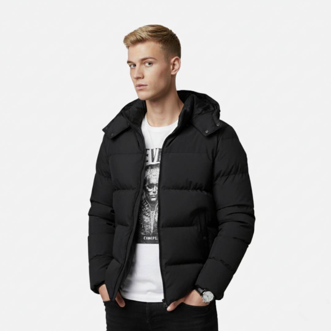 Ethan | Stylish Insulated Black Puffer Jacket for Winter