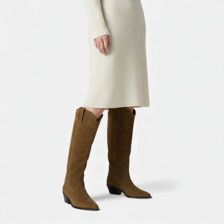 Mia | Elegant Brown Knee High Boots for Women