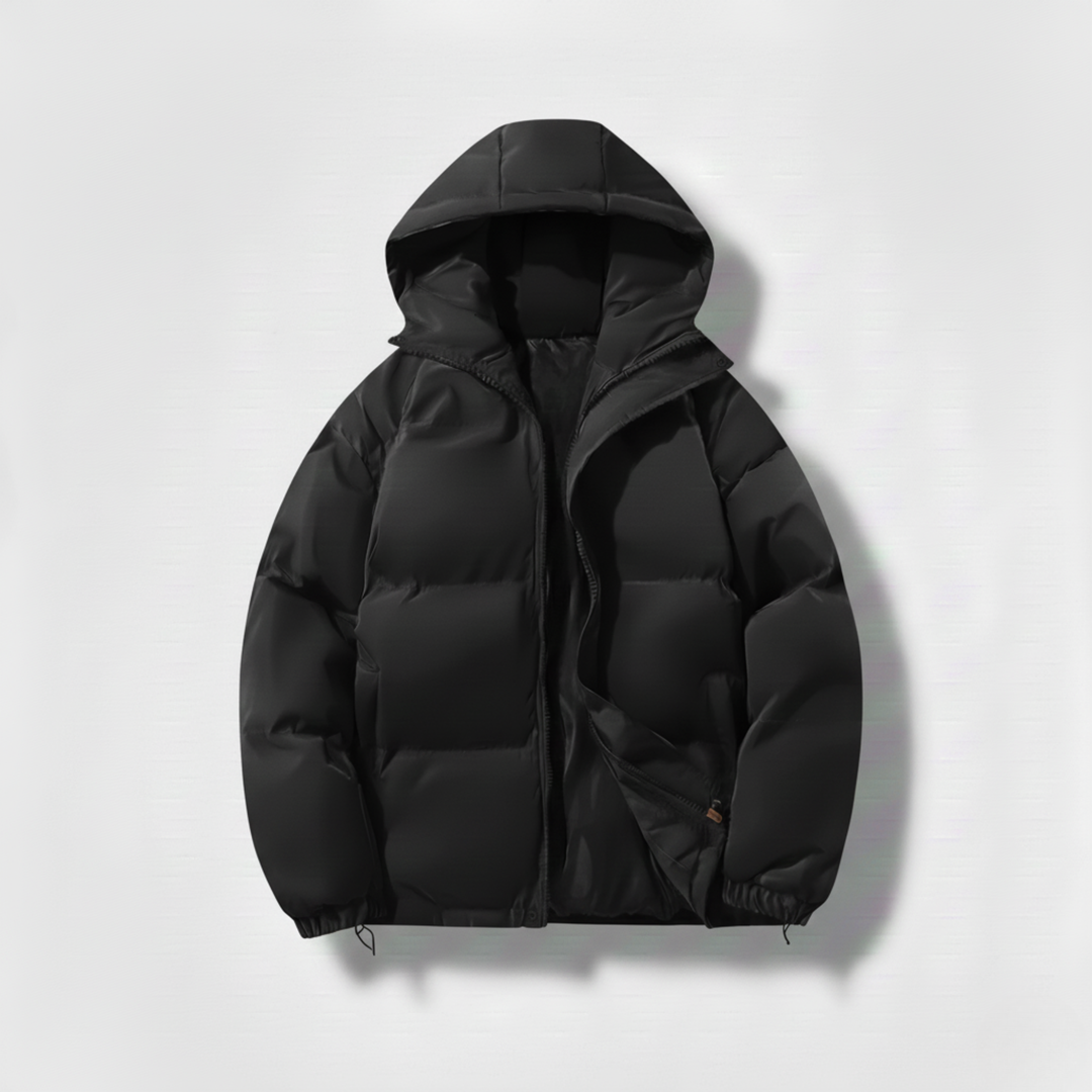 Miles | Stylish Black Hooded Puffer Jacket