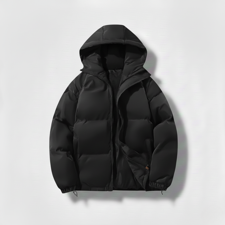 Miles | Stylish Black Hooded Puffer Jacket